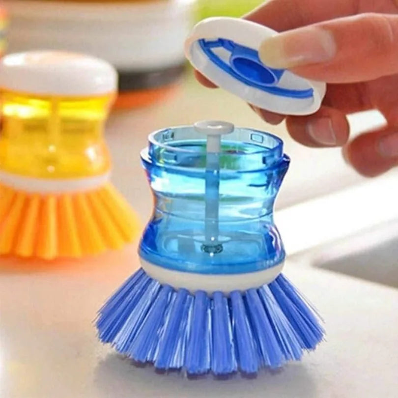 2 Pcs Wash Basin Brush Cleaner with Liquid Soap Dispenser