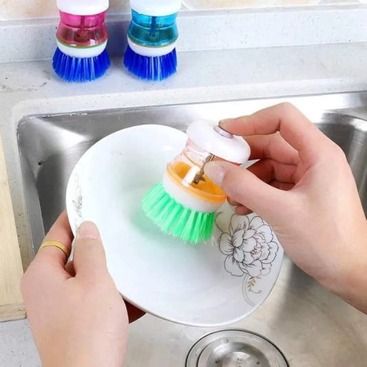 2 Pcs Wash Basin Brush Cleaner with Liquid Soap Dispenser