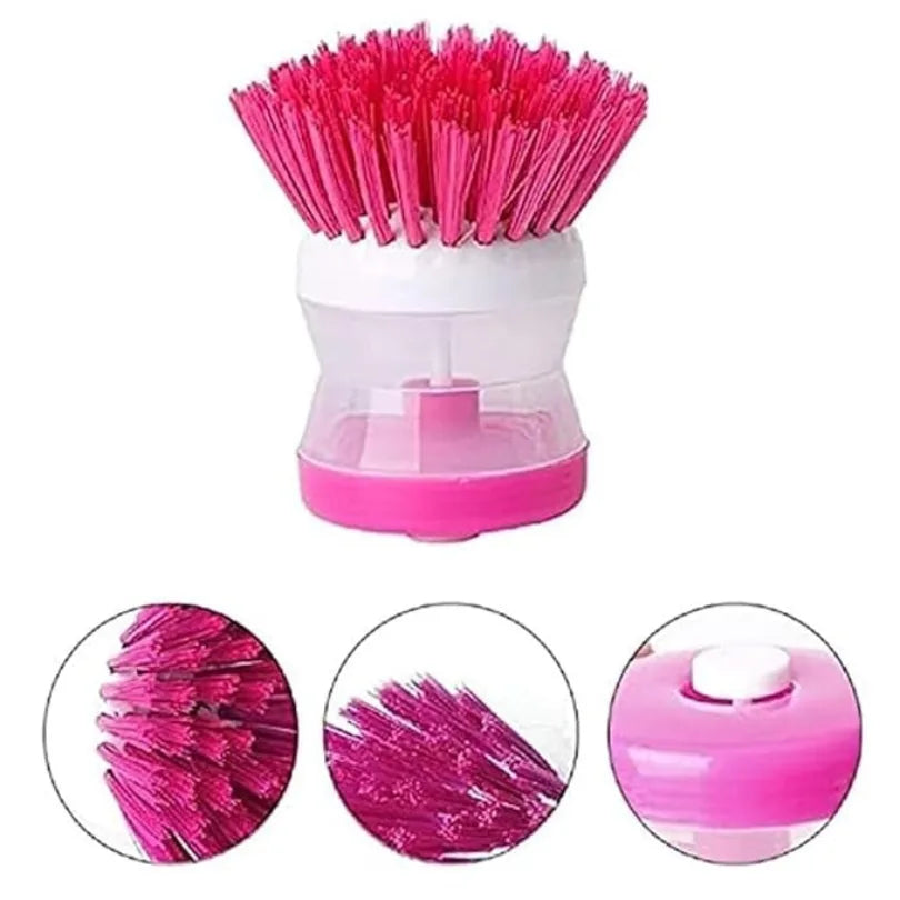 2 Pcs Wash Basin Brush Cleaner with Liquid Soap Dispenser