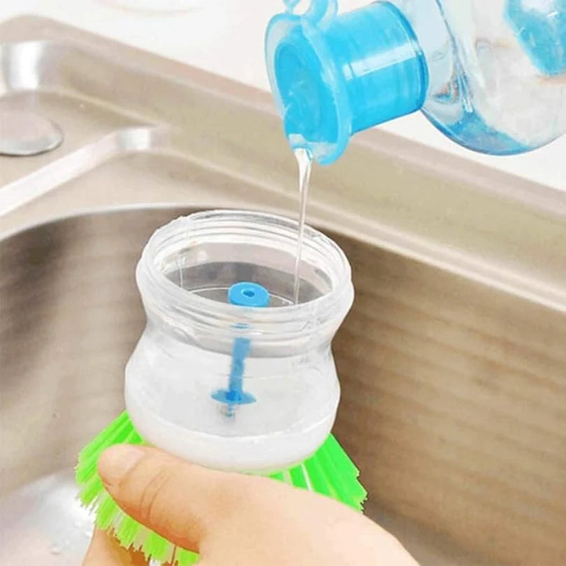 2 Pcs Wash Basin Brush Cleaner with Liquid Soap Dispenser