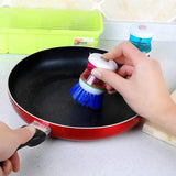 2 Pcs Wash Basin Brush Cleaner with Liquid Soap Dispenser