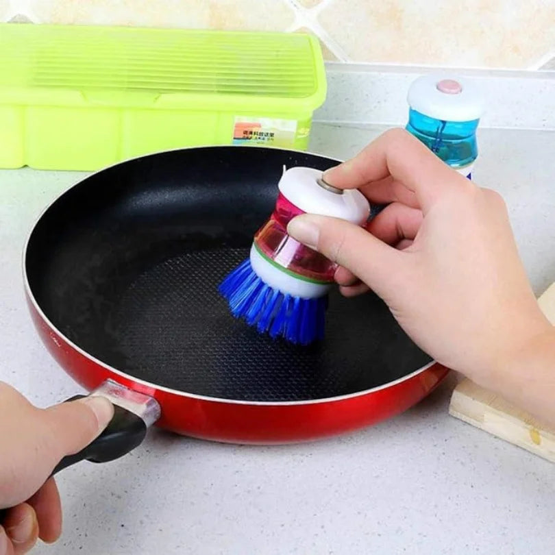 2 Pcs Wash Basin Brush Cleaner with Liquid Soap Dispenser