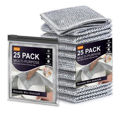 Solitude Non-Scratch Wire Dishcloth (Pack of 25) | Reusable Metal Mesh Cleaning Cloth