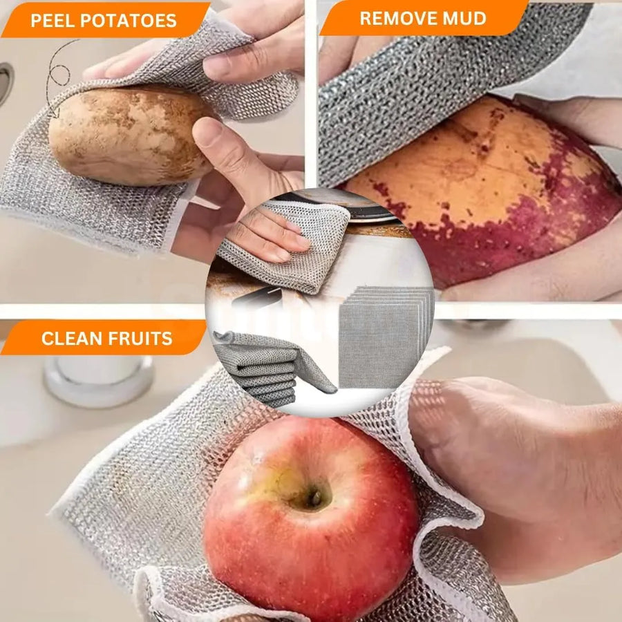 Solitude Non-Scratch Wire Dishcloth (Pack of 25) | Reusable Metal Mesh Cleaning Cloth
