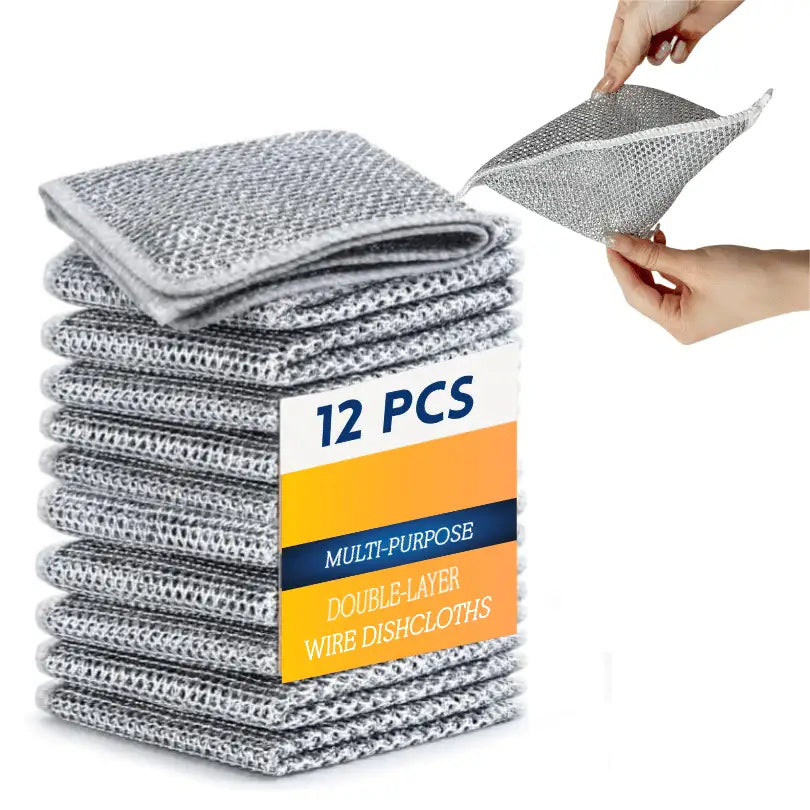 Double Layer Non Scratch Wire Dishcloth (12 Pieces)