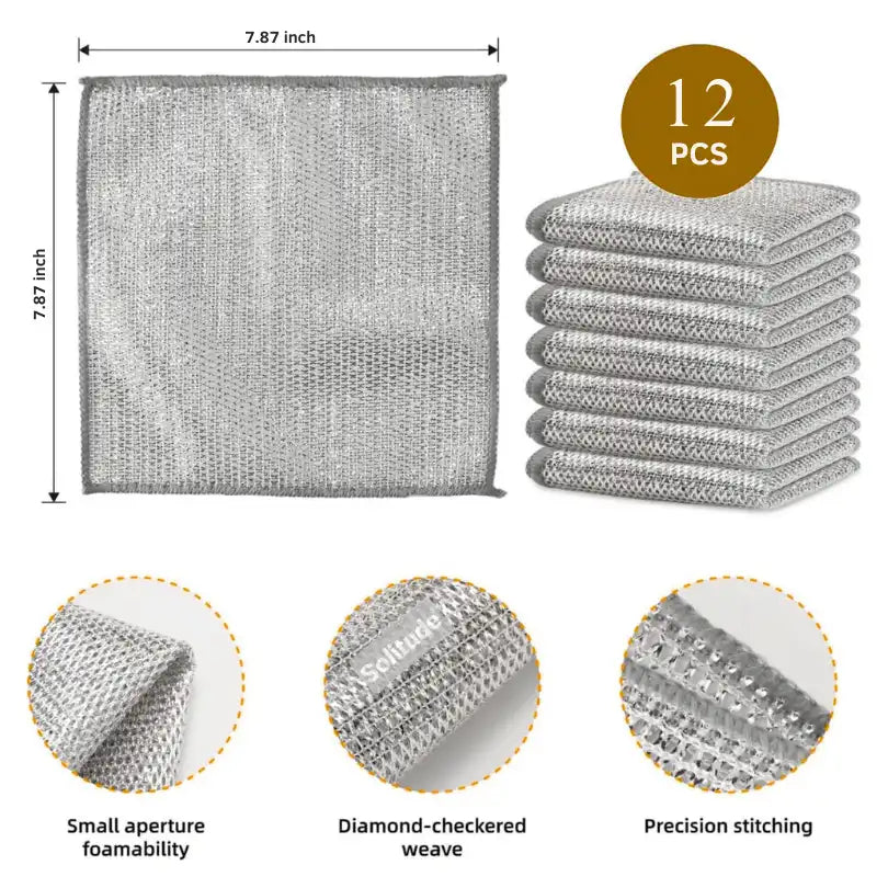 Double Layer Non Scratch Wire Dishcloth (12 Pieces)
