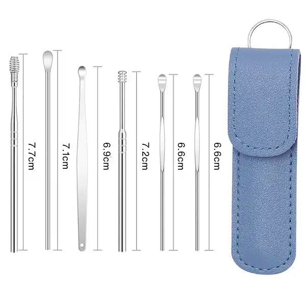 Stainless Steel Ear Cleaning Kit 6-Tool Set with Case