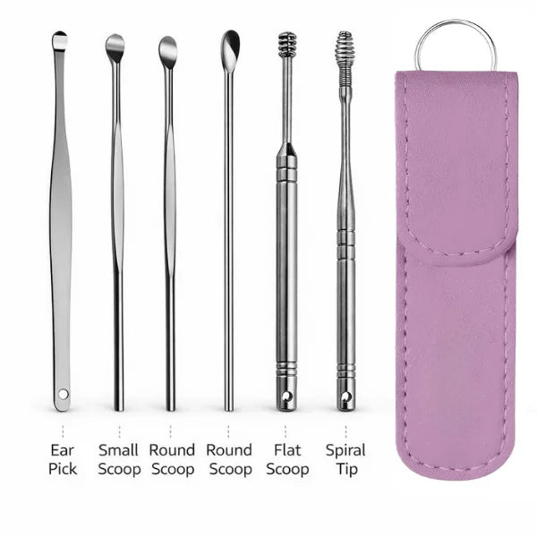 Stainless Steel Ear Cleaning Kit 6-Tool Set with Case