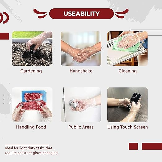 Transparent Disposable Hand Gloves (100 Pcs)