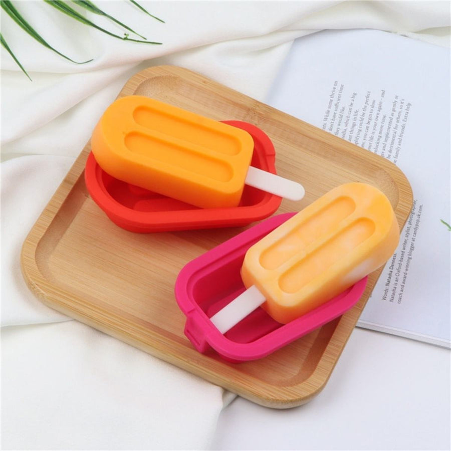 4 Pcs Oval Silicone Kulfi & Ice Candy Moulds with Sticks, BPA-Free Reusable Popsicle & Ice Cream Molds for Juice, Yogurt & Fruit Treats