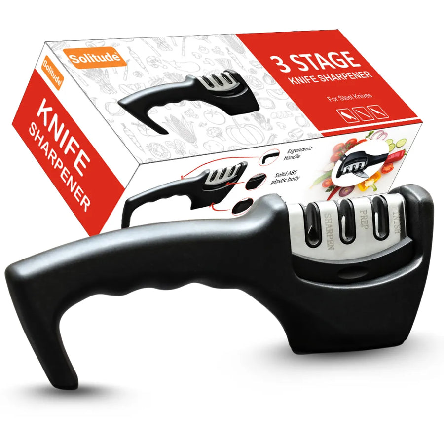 3 Stage Knife Sharpener with Non Slip Base