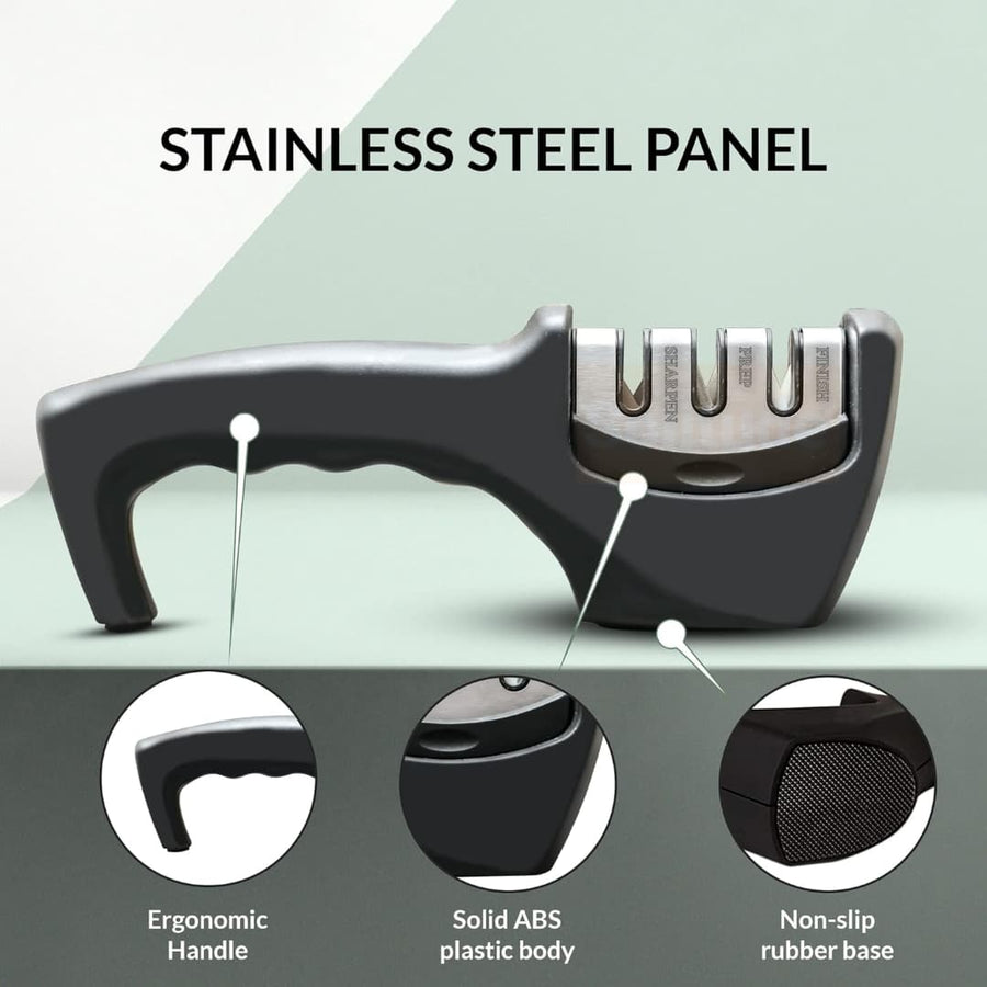 3 Stage Knife Sharpener with Non Slip Base