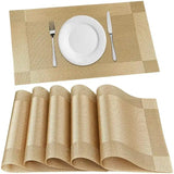 Dining Table Placemats, Heat Resistant Woven PVC (Set of 6)