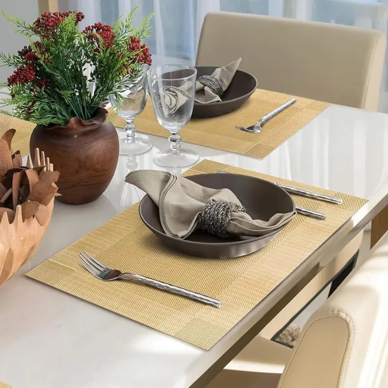 Dining Table Placemats, Heat Resistant Woven PVC (Set of 6)