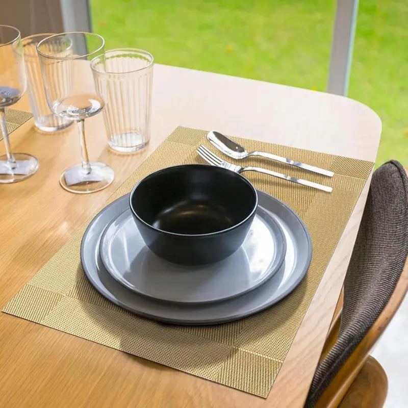 Dining Table Placemats, Heat Resistant Woven PVC (Set of 6)