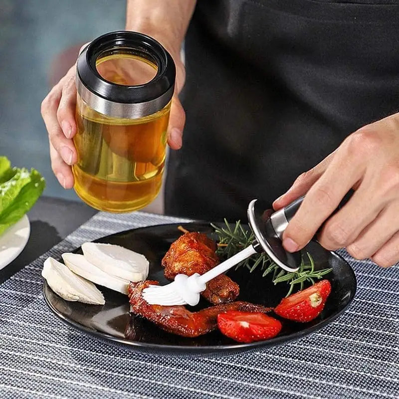 Glass Oil Dispenser Bottle with Silicone Basting Brush