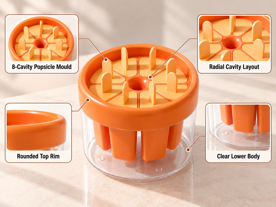 8 Pcs Ice Cream Kulfi Mould, BPA Free Food Grade Reusable Round Ice Box Container, Quick Release Homemade Popsicle & Fruit Ice Pop Maker
