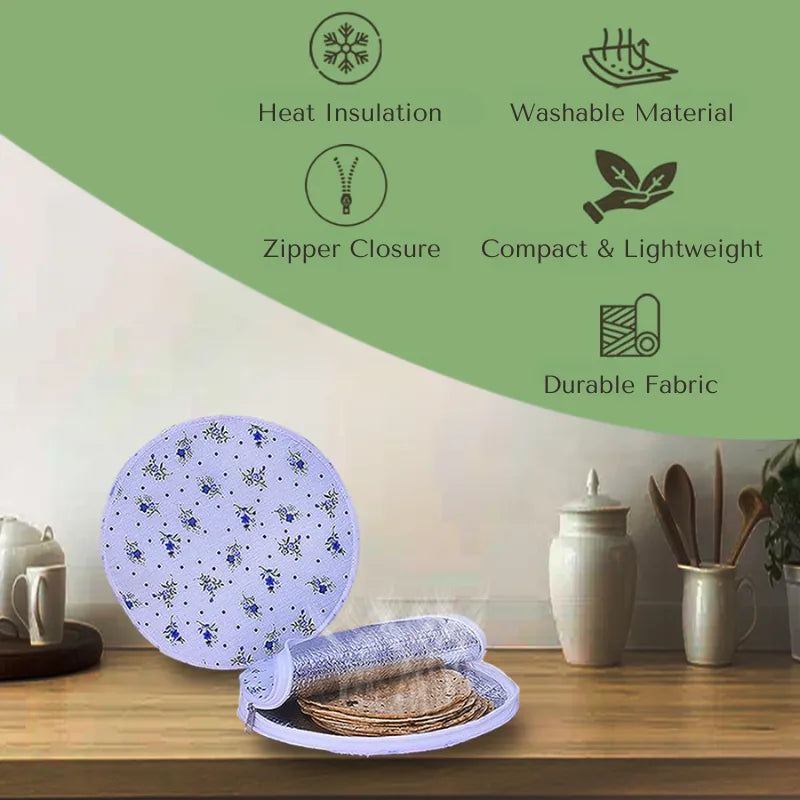 Insulated Zip Roti Cover for Hot Chapatis