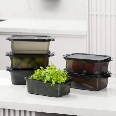 Fridge Storage Containers with Clip Lock Lids (Set of 6)