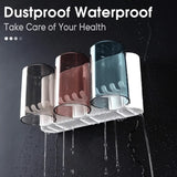 Wall Mounted Toothbrush Holder with 3 Cups | Multi-Compartment Bathroom Organizer