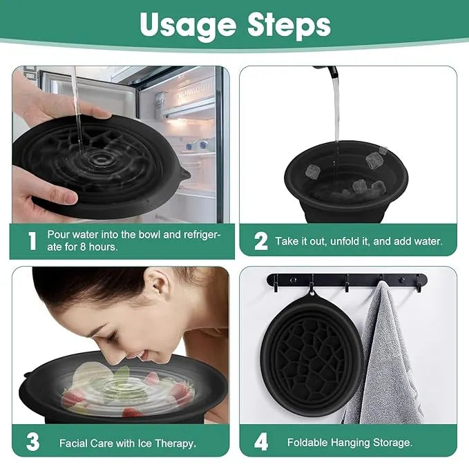 2-in-1 Collapsible Ice Face Bowl with Built-In Tray