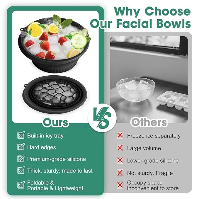2-in-1 Collapsible Ice Face Bowl with Built-In Tray