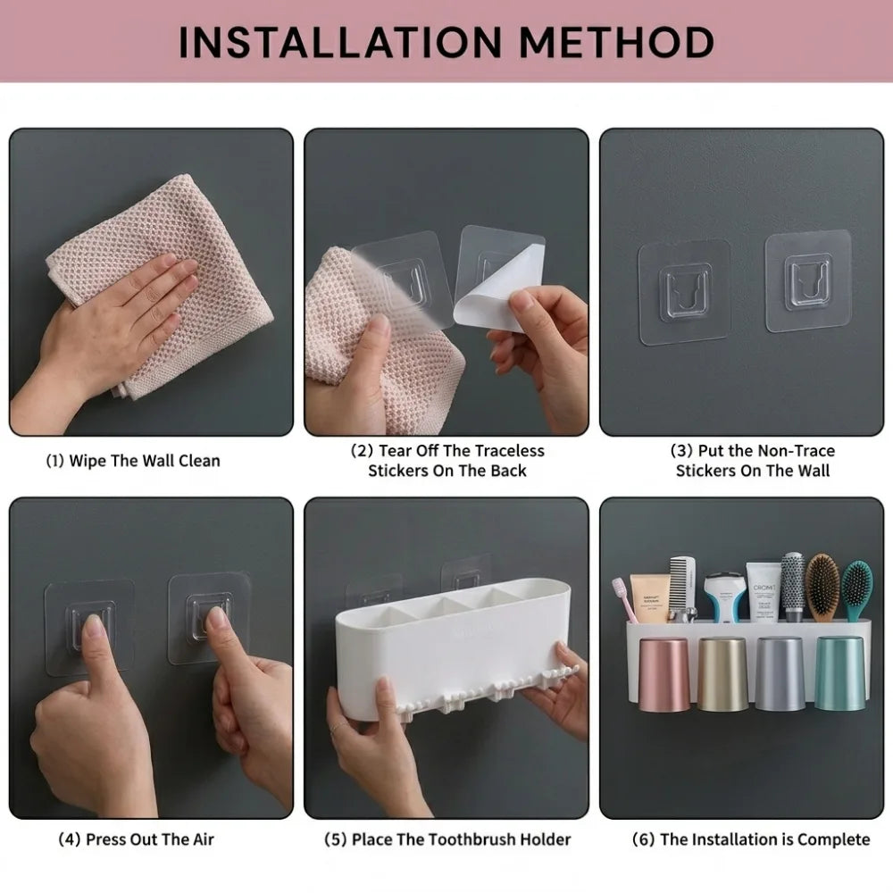 Toothbrush Holder Wall Mounted (4 Cups)