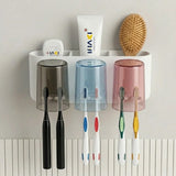 Wall Mounted Toothbrush Holder with 3 Cups | Multi-Compartment Bathroom Organizer