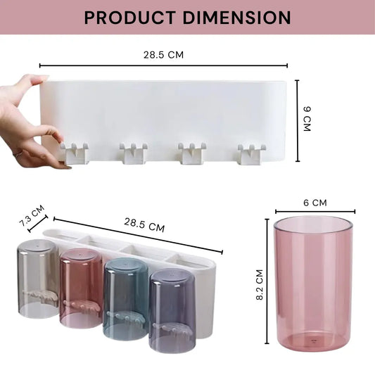 Toothbrush Holder Wall Mounted (4 Cups)