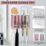 Wall Mounted Toothbrush Holder with 2 Cups | Multi-Compartment Bathroom Organizer