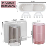 Wall Mounted Toothbrush Holder with 2 Cups | Multi-Compartment Bathroom Organizer