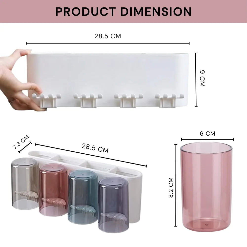Toothbrush Holder Wall Mounted (4 Cups)