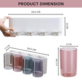 Wall Mounted Toothbrush Holder with 4 Cups | Multi-Compartment Bathroom Organizer