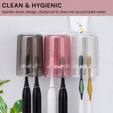 Wall Mounted Toothbrush Holder with 3 Cups | Multi-Compartment Bathroom Organizer