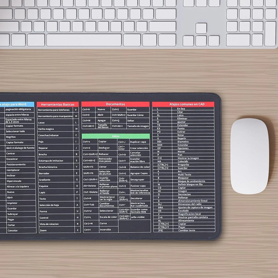 Large Extended Gaming Mouse Pad with Shortcut Guide