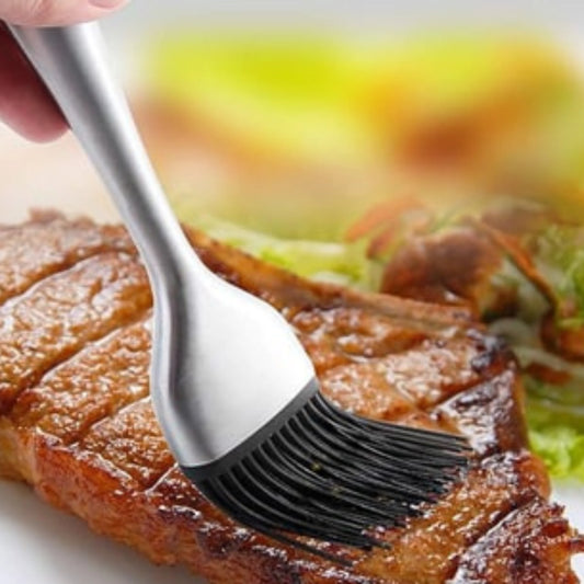 Stainless Steel BBQ Basting Brush with Silicone Bristles