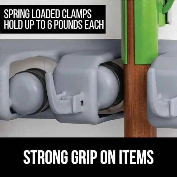 Wall-Mounted Broom and Mop Holder with Hooks, Self-Adhesive Organizer
