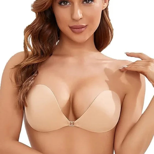 Strapless Sticky Push up Lift Bra (Beige)