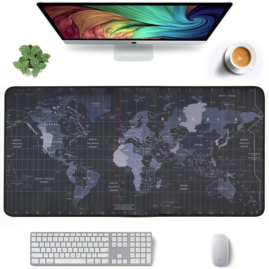 World Map Gaming Mouse Pad with Anti-Slip Base