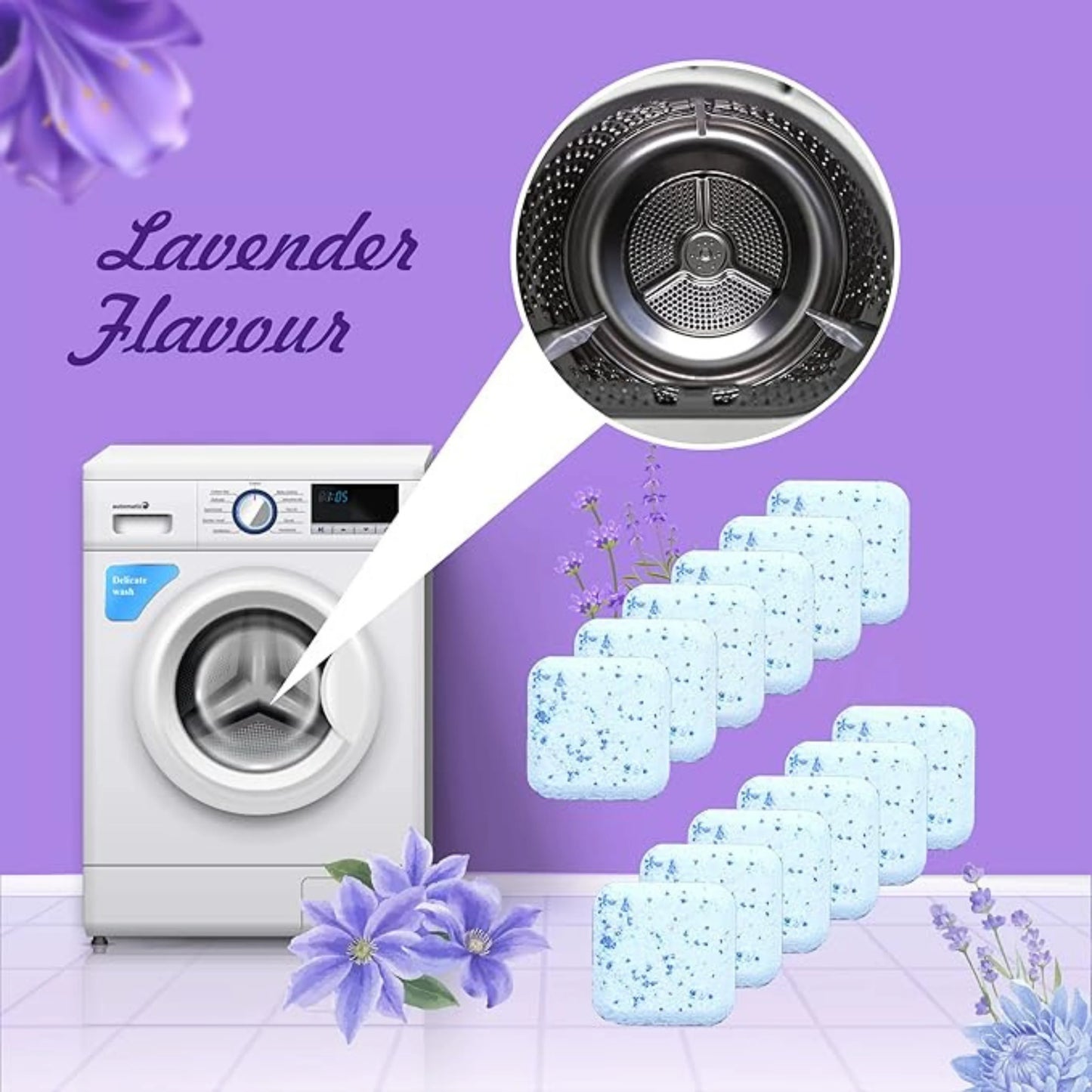 Lavender Scented Washing Machine Descaler Tablets - Pack of 12