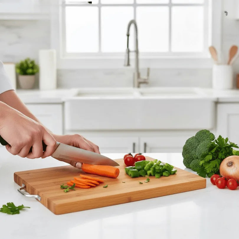 Extra Large Bamboo Chopping Board with Steel Handle