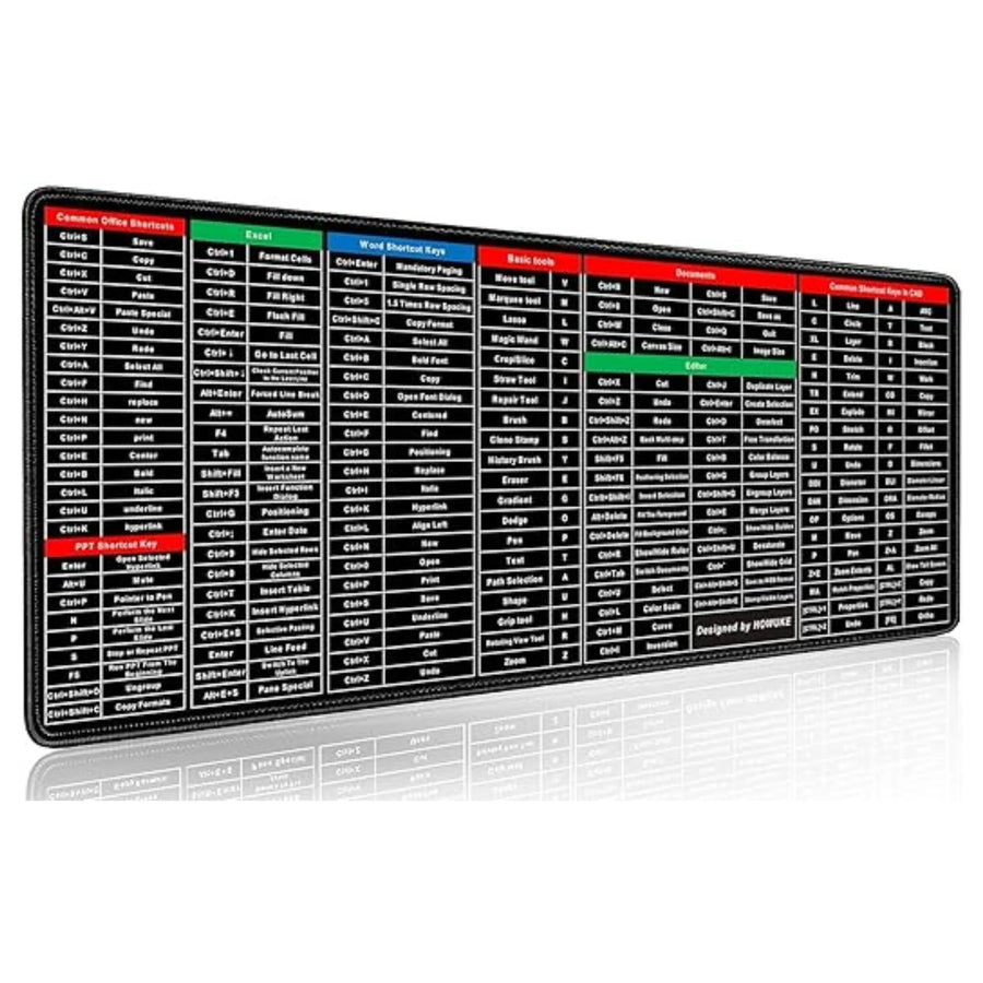 Large Extended Gaming Mouse Pad with Shortcut Guide