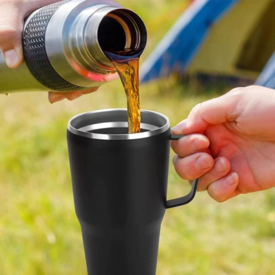 Insulated Stainless Steel Tumbler with Handle and Straw