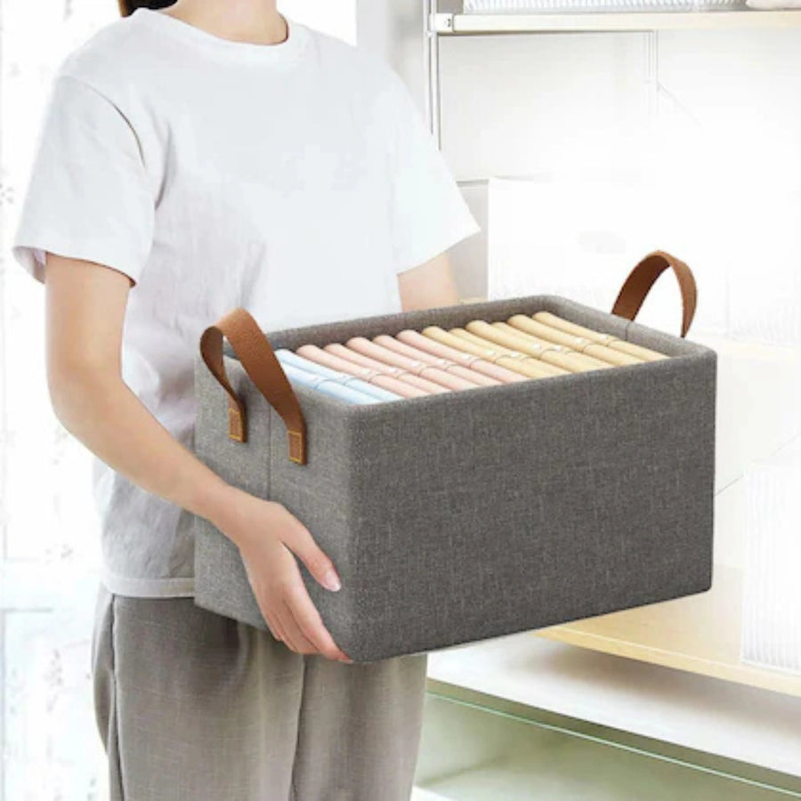 Foldable Clothing Storage Basket with Metal Frame