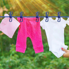Cloth Drying Rope with 12 Clips, Stretchable Design