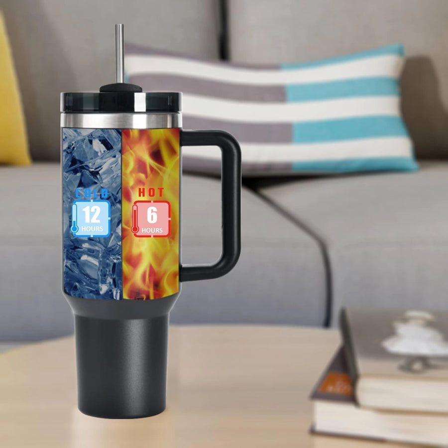 Insulated Stainless Steel Tumbler with Handle and Straw