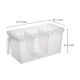 Fridge Storage Containers with Lid, 3 Compartment Food Organizer Box