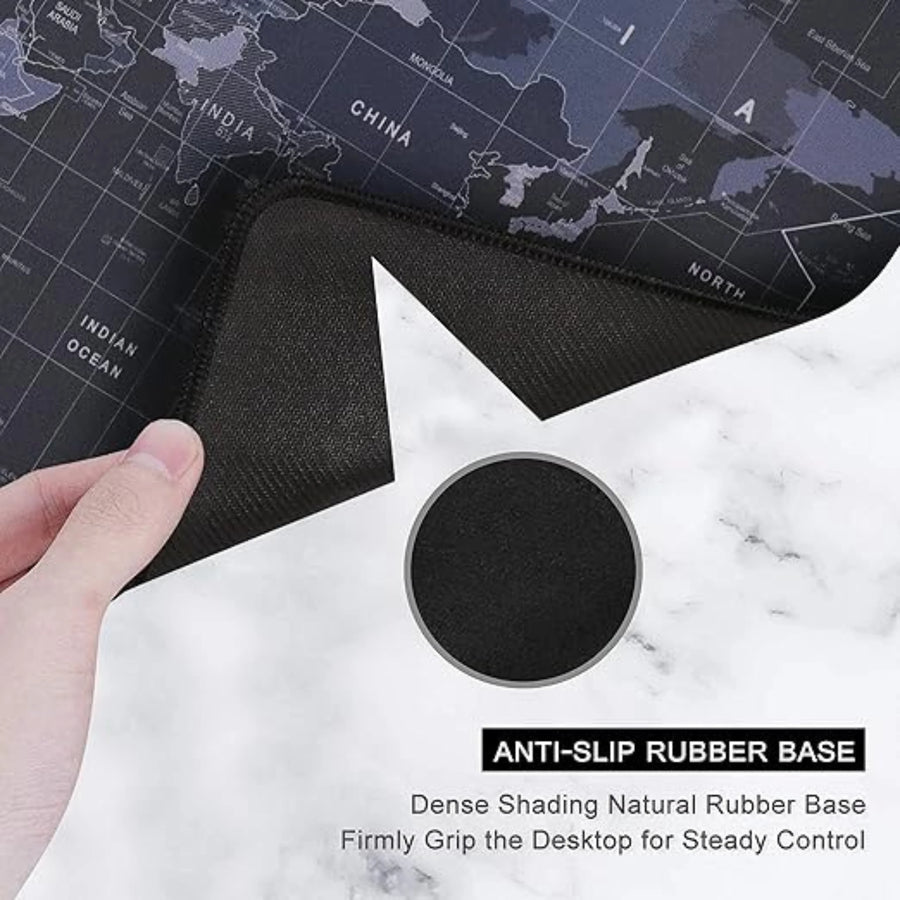 World Map Gaming Mouse Pad with Anti-Slip Base