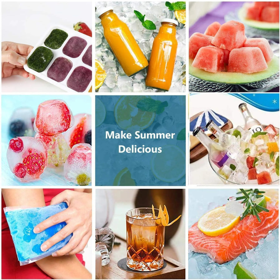 Silicone Square Pop-Up Ice Cube Tray, Stackable BPA-Free Design