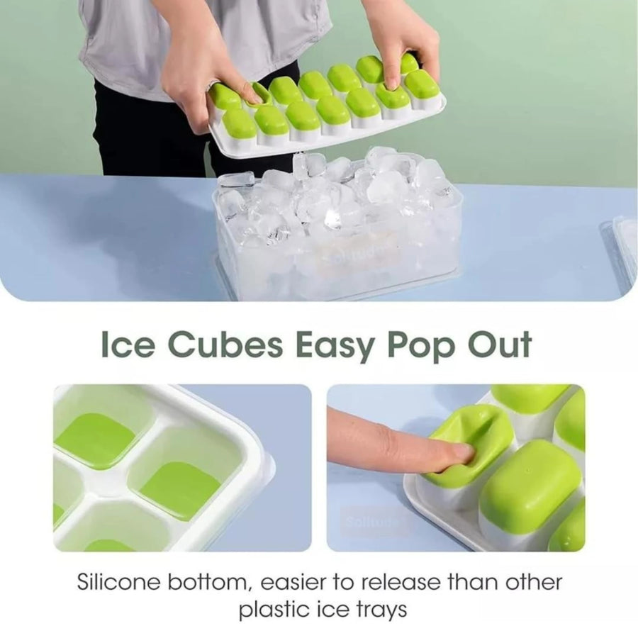 Silicone Square Pop-Up Ice Cube Tray, Stackable BPA-Free Design